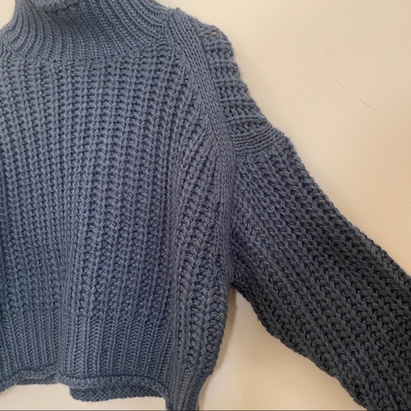 H&M Knit Sweater Teal Blue Turtleneck - Picture 4 of 14